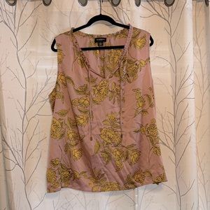 Pink and Yellow Sleeveless Blouse